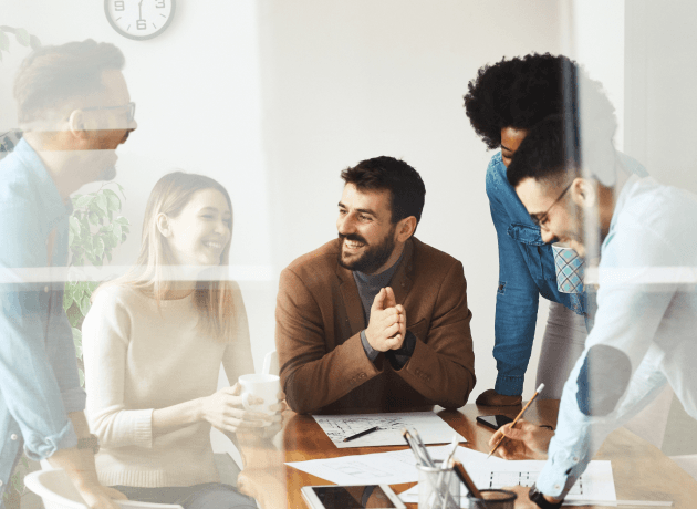 group of employees working together