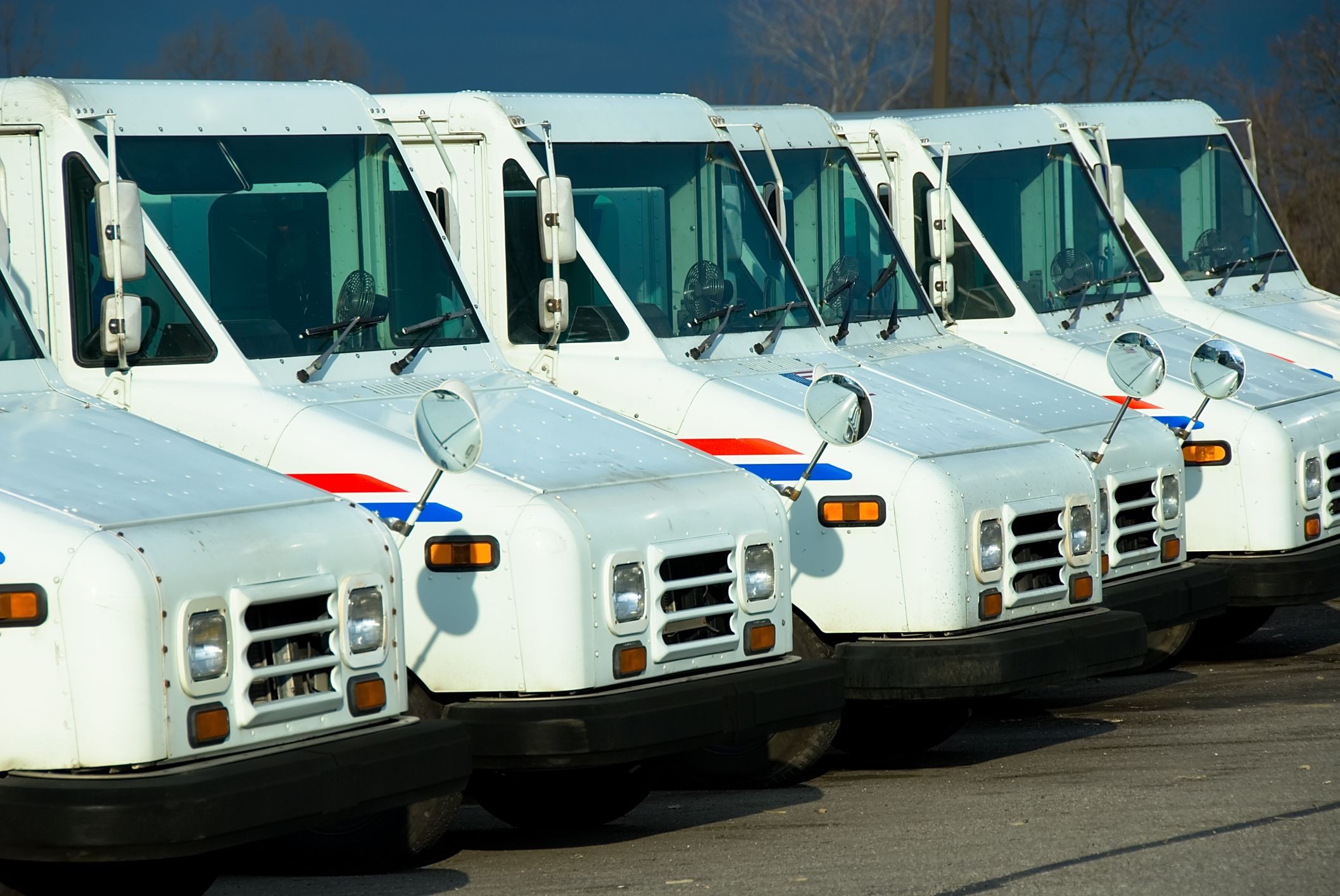 USPS trucks lined up